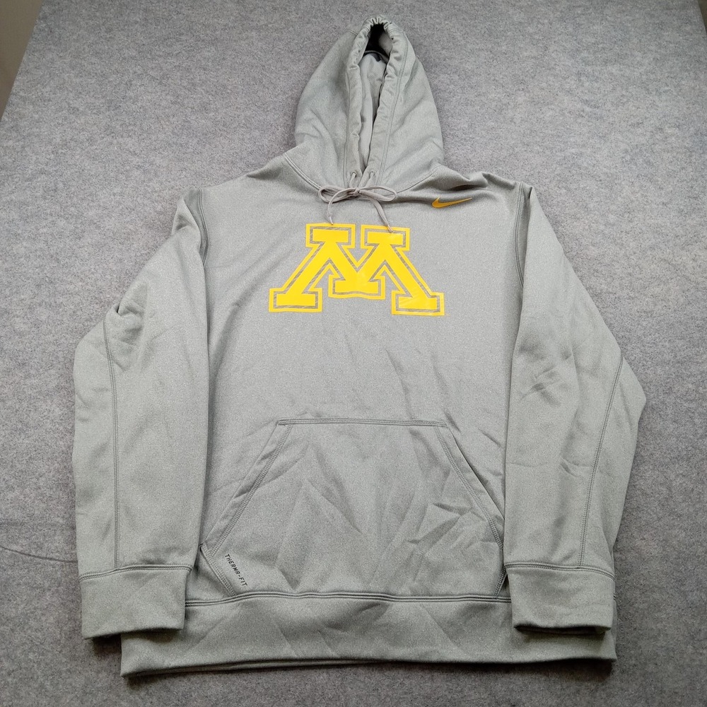 Minnesota Golden Gophers Hoodie Mens Large Gray NCAA Football Nike‎ Therma Fit